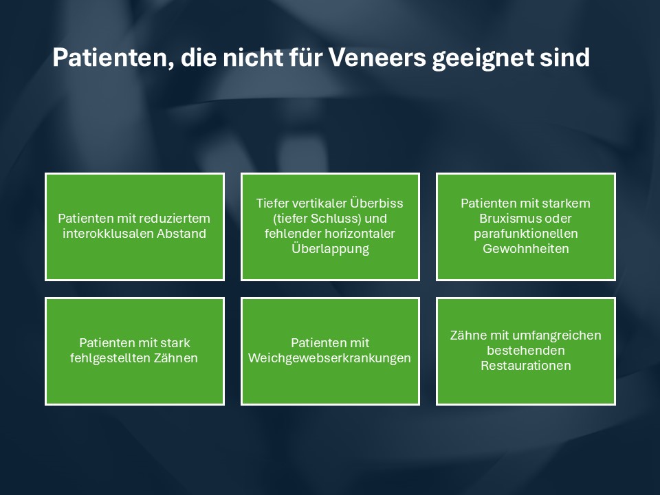 Patienten, die nicht für Veneers geeignet sind: